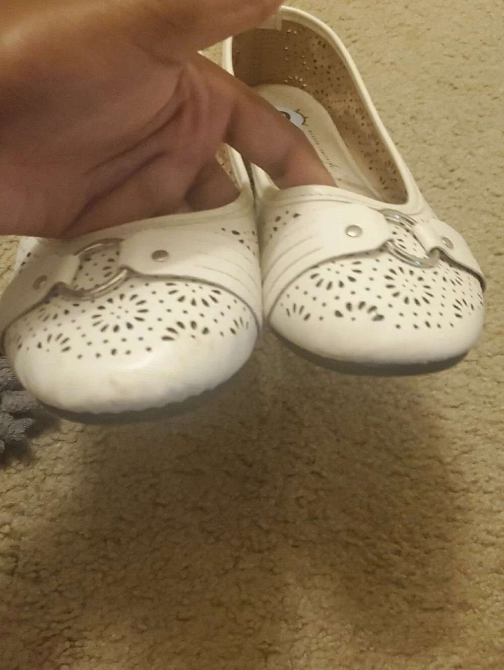 Harborsides White Ballet Flats with Silver Ring Accent